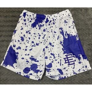 Eric Emanuel EE Purple Paint Splatter Men Shorts Size Medium Drawstring Stretch